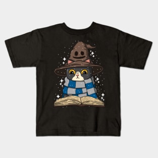 Wizard Neko Reading Book Kids T-Shirt